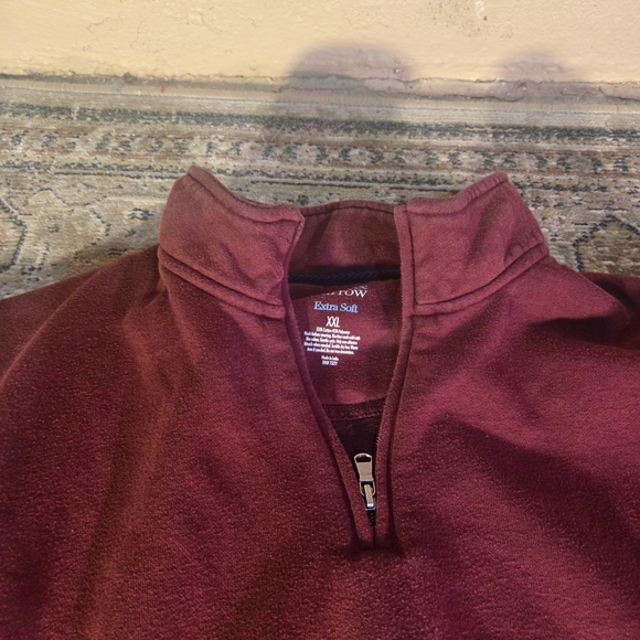 Croft & Barrow Maroon Extra Soft Fleece Quarter-Zip Pullover Men's 2XL - Picture 2 of 5